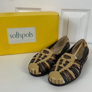 NIB Softspots Trinidad metallic slip on shoes size 6.5 wide. Leather upper.